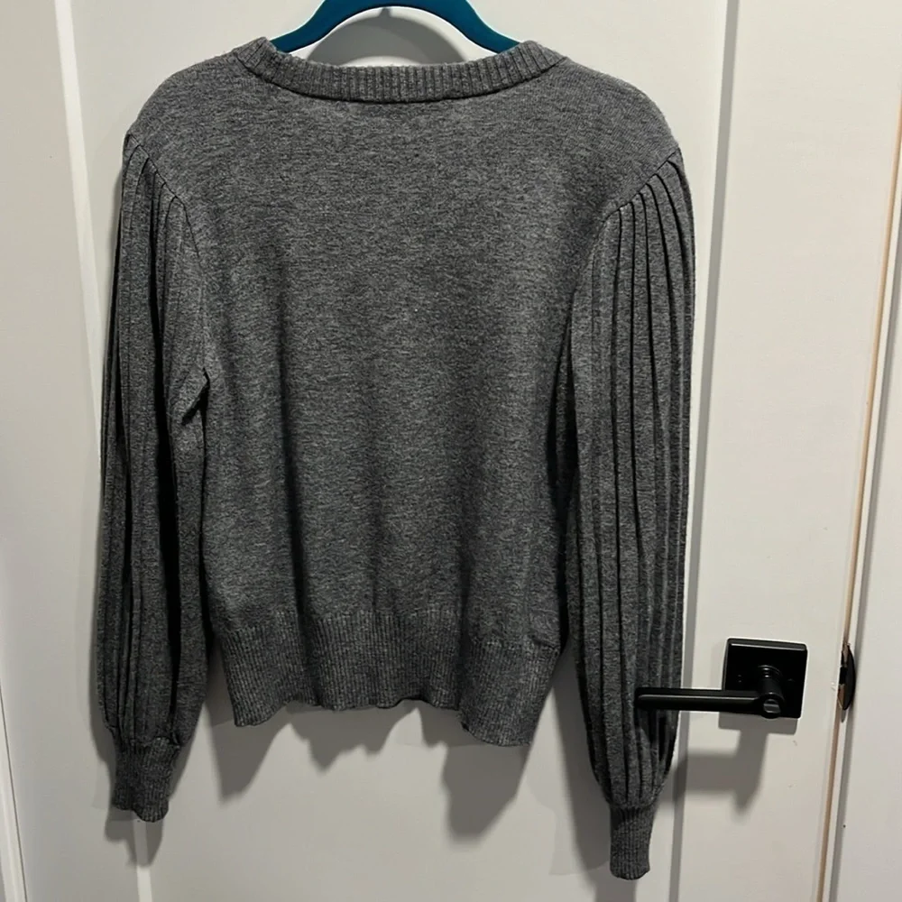 Ann Taylor LOFT Pleated Balloon Sleeve Soft Wool Blend Sweater